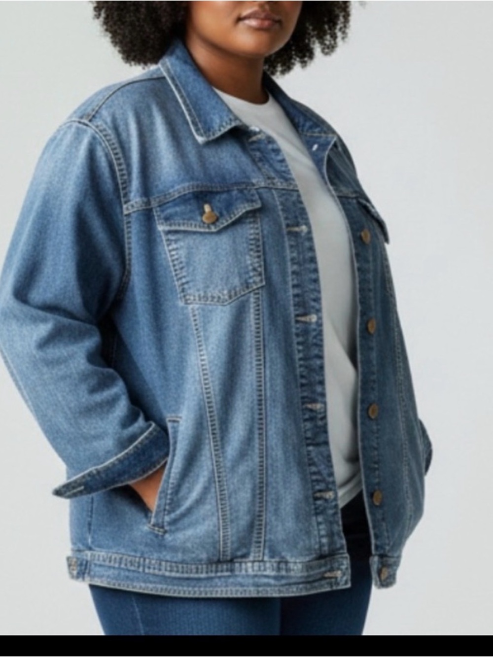 Women’s 2X Blue Denim Classic Trucker Jacket Relaxed Fit Medium Wash Western